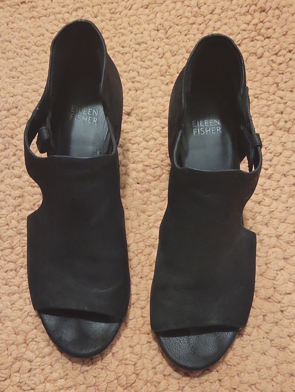 Eileen Fisher Black Cutout Open-Toe Sandals